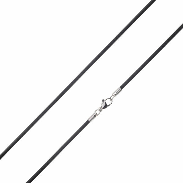 Vinyl Necklace - Black 4 mm-47 cm-Steel