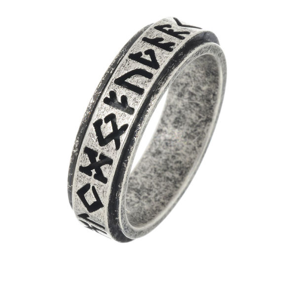 Stainless Steel Ring - Fidget Ring with Runes 56 (17,8 Ø) 07 US