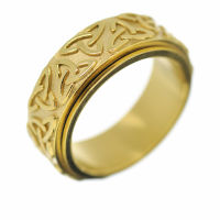 Stainless Steel Ring - Fidget Ring with Triskele PVD-Gold-68 (21,6 Ø) 12 US