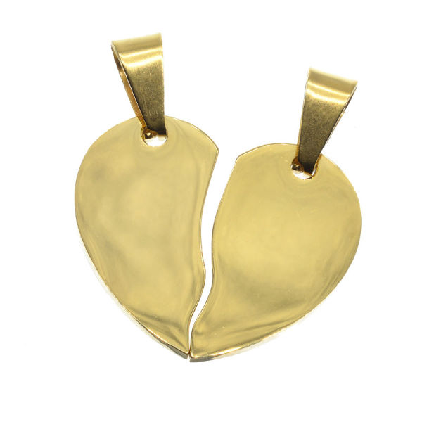 geteiltes Herz - PVD-Gold - 25 mm - Glänzend / Matt