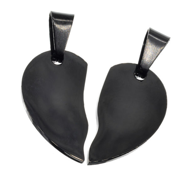 geteiltes Herz - PVD-Schwarz-25 mm-Glänzend / Matt