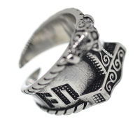 Stainless Steel Ring - Thors Hammer with Runes 60 (19,1 Ø) 09 US-Open