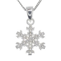 925 Sterling Silver Pendant – Crystal Snowflake...
