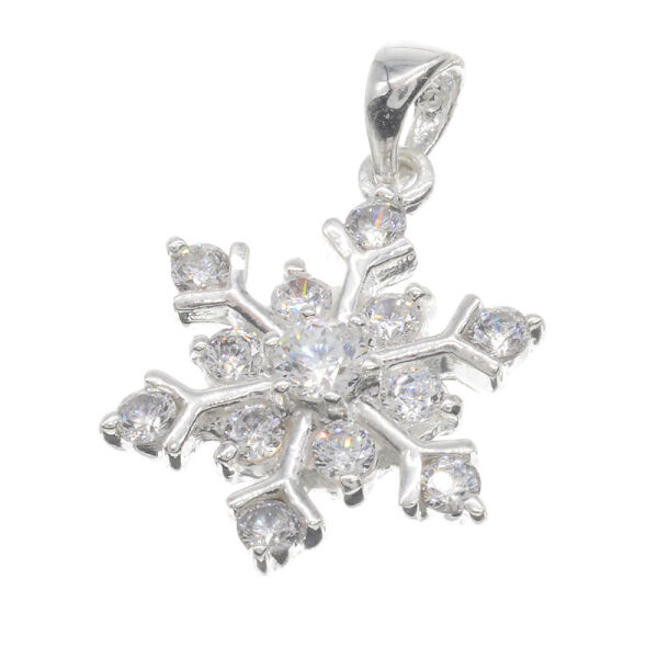 925 Silberanhänger – Eiskristall Dendrite mit Zirkonia
