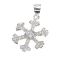 925 Sterling Silver Pendant – X-mas Snowflake with...