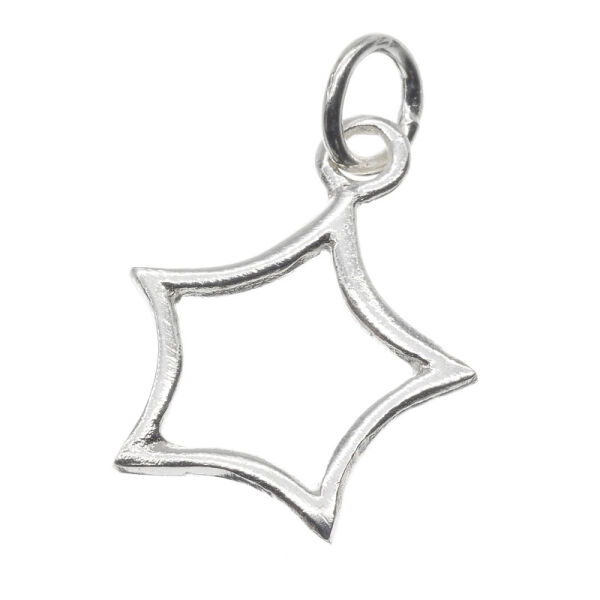 925 Sterling Silver Pendant – Fine Star Frame with Gentle Curves