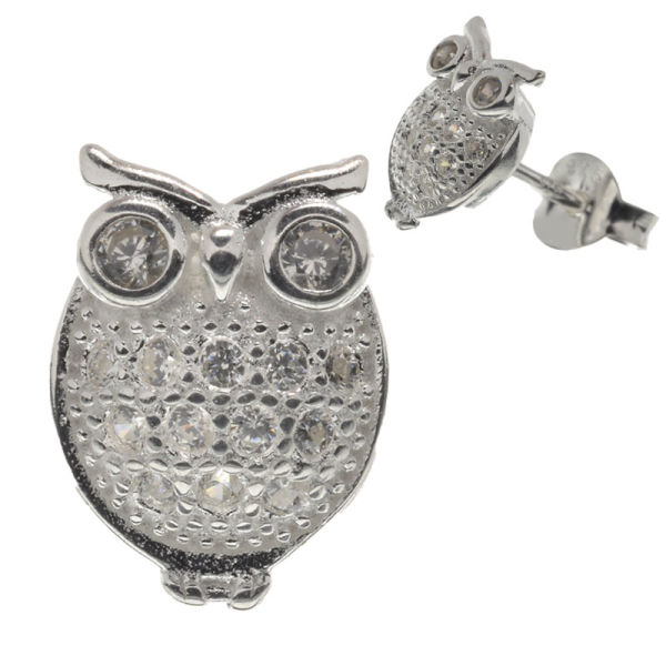 925 Sterling Silber Ohrstecker Eule- "Miley" mit Zirkon