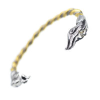 Edelstahlarmreif - Keltischer Adlerkopf - Stahl/PVD-Gold - 85mm