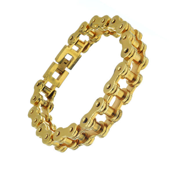 Motorradkette Edelstahl PVD-Gold-22,5x1,5x0,8cm/85g