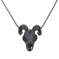 Stainless Steel Pendant - Ram Skull - Black