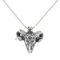Stainless Steel Pendant - Rams Head with Star of David Stainless Steel 34 mm