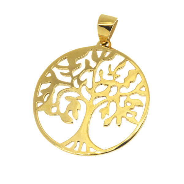 Edelstahlanhänger – Lebensbaum - PVD-Gold