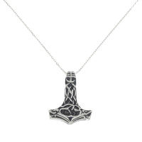 Stainless Steel Pendant - Thors Hammer ‘Inga’ - 38 mm - Detailed