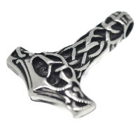 Stainless Steel Pendant - Thors Hammer ‘Inga’ - 38 mm - Detailed