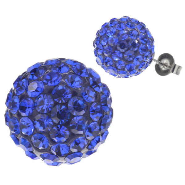 Edelstahlohrstecker - Glitzerkugel Dunkel Blau-8mm