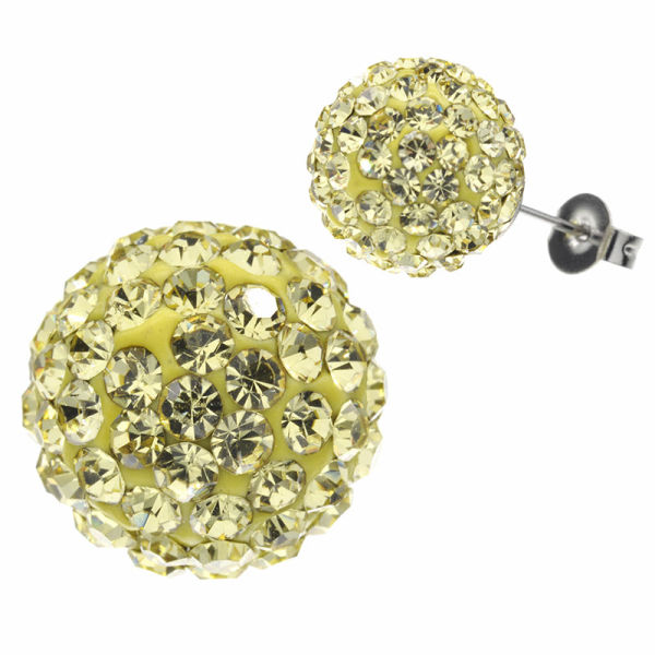 Edelstahlohrstecker - Glitzerkugel Gelb-12mm
