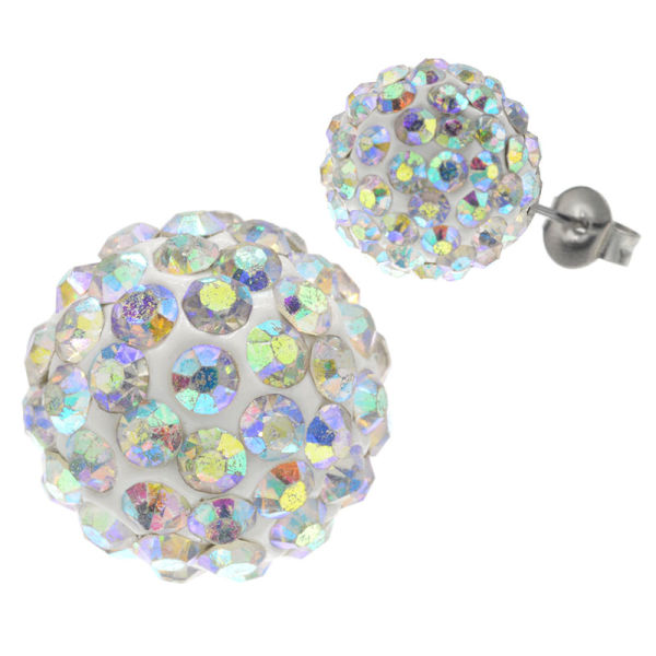Edelstahlohrstecker - Glitzerkugel Prismatisch-12mm