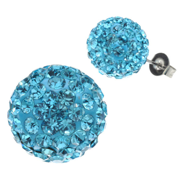 Edelstahlohrstecker - Glitzerkugel Türkis-12mm