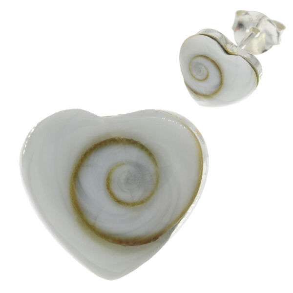 Silver Earrings - Shivas Eye in Heart Shape - 6 mm
