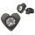 Stainless Steel Stud Earrings - Heart with Stone PVD-Black