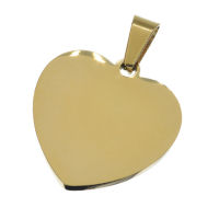 Stainless steel pendant engraving blank heart shape PVD-Gold-21 mm-2 mm-Glossy / Glossy