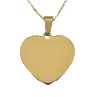Stainless steel pendant engraving blank heart shape PVD-Gold-21 mm-2 mm-Glossy / Glossy