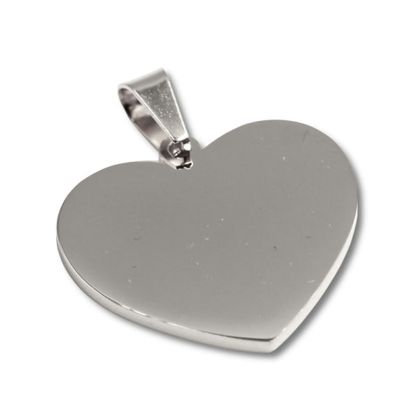 Stainless steel pendant engraving blank heart shape - Steel - 21mm x 2mm - Glossy / Matt