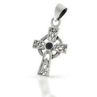 925 Sterling Silberanhänger - Keltenkreuz mit Stein