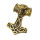 Stainless steel pendant - Thors hammer with skull - Steel - 58 mm