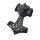 Stainless Steel Pendant – Thor’s Hammer with Helmeted Skull and Knotwork – PVD black, 58 mm