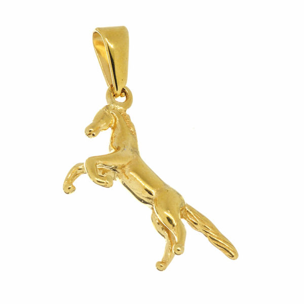 Edelstahlanhänger - Pferd - PVD-Gold