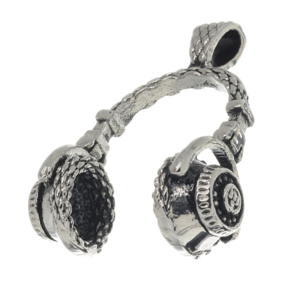 Stainless Steel Pendant - Headphones - Steel - 32 mm