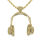 Stainless Steel Pendant - Headphones - PVD-Gold - 43 mm