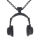 Stainless Steel Pendant - Headphones - PVD-Black - 43 mm