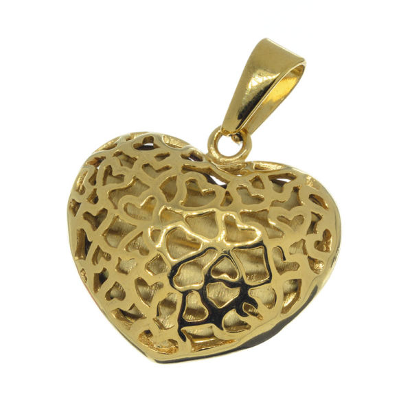 Edelstahlanhänger - Herz - PVD-Gold