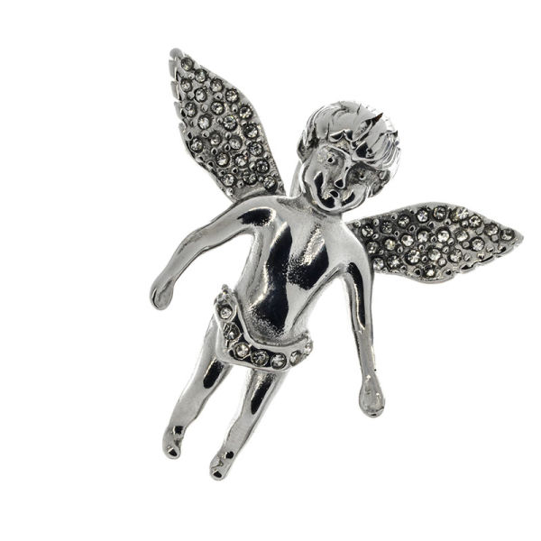 Stainless Steel Pendant - Angel with Stones - Steel