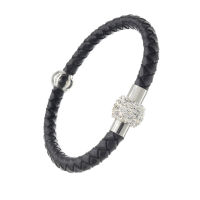 Lederarmband mit Magnetverschluss - Glitzerkugel