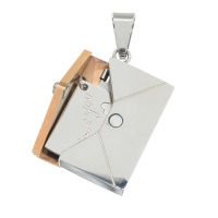 Stainless Steel Pendant Envelope with Letter (engravable)