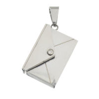 Stainless Steel Pendant Envelope with Letter (engravable) - Steel