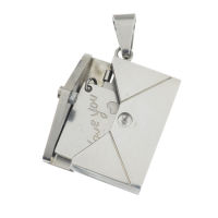 Stainless Steel Pendant Envelope with Letter (engravable) - Steel