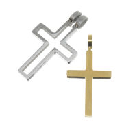 Edelstahlanhänger - Kreuz in Kreuz - Bicolor (Stahl/PVD-Gold)