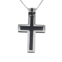 Edelstahlanhänger - Kreuz in Kreuz - Bicolor (Stahl/PVD-Schwarz)