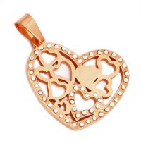 Stainless Steel Pendant - Heart with Crystals