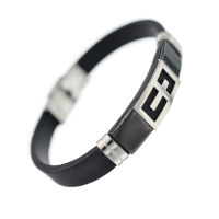 Vinyl Stainless Steel Bracelet - Cross - Steel/PVD-Black