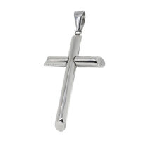 Stainless Steel Pendant – Slender Cross with...