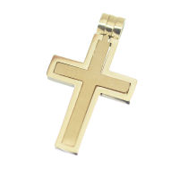 Edelstahlanhänger - Kreuz in Kreuz - PVD-Gold