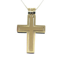 Edelstahlanhänger - Kreuz in Kreuz - PVD-Gold