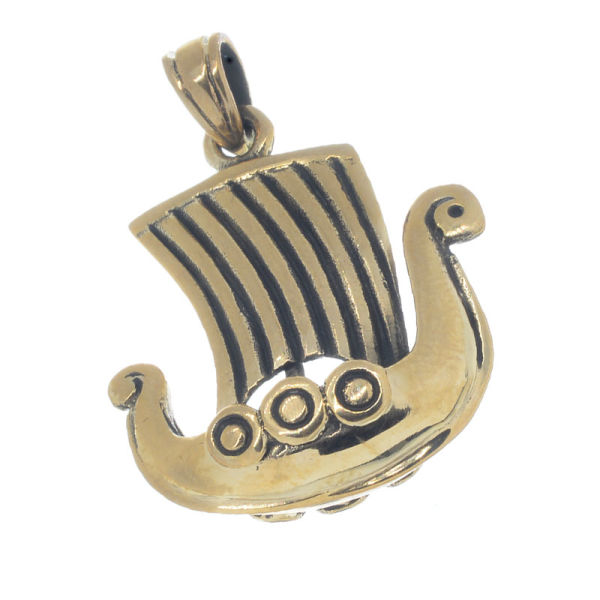 Bronze Pendant - Viking Ship - 19 mm