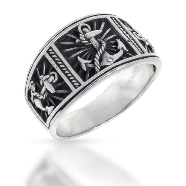 925 Sterling Silberring - Anker "Nordic" 61 (19,4 Ø) 9,5 US