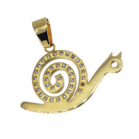 Stainless Steel Pendant - Snail with Snail Shell and Stones